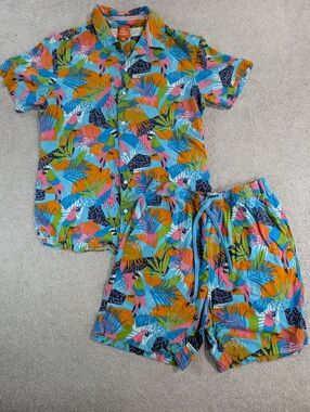 Free Planet Tropical Jungle Bird Print 2-Piece Set | Men’s Medium | Summer Vacay
